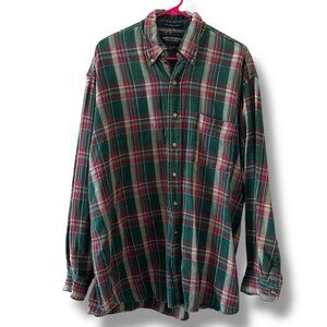 Vintage Britches The Loose Shirt Green Red Flannel Button Down Men's Size Large